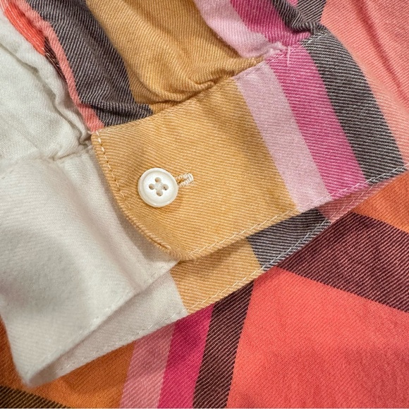 J. Crew Pink and Orange Button Down Plaid Shirt; Ruffle Collar; Super Soft; 2X - Picture 8 of 8